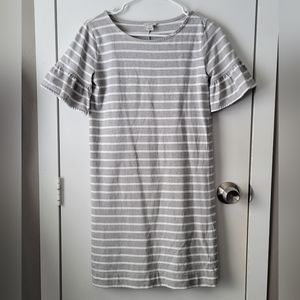 J Crew striped ruffle sleeve dress